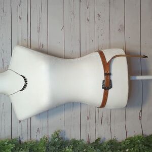 Vtg Streets Ahead Santa Monica 80's Thin Ranger Leather Silver‎ Studded Belt Lrg